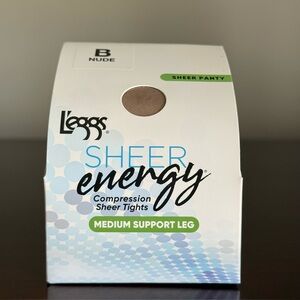 L'eggs Sheer Energy Compression Sheer Tights Medium Support Leg Size B Nude